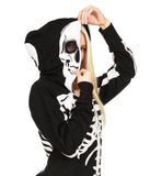 Tipsy Elves Halloween Skeleton Costume for Women - Comfy Easy Adult Onesie Jumpsuit - Front and Back Print with Zip Up Mask - Women's White Skeleton Jumpsuit Halloween Costume Size XX-Large