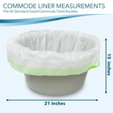TidyCare Bedside Commode Liners for Portable Toilet Chair Bucket and Bedpan | Value Pack of 96 Disposable Waste Bags for Adults in Medical Care | Universal Fit Portable Toilet Liners