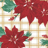 Covers For The Home Deluxe Elastic Edged Flannel Backed Vinyl Fitted Table Cover - Christmas Flower Pattern - Large Round Oblong Oval - Fits Tables up to 45" - 56" Diameter