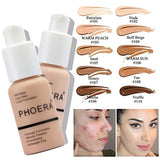 PHOERA® Full Coverage Foundation Soft Matte Oil Control Concealer 30ml Flawless Cream Smooth Long Lasting… (102 NUDE..)