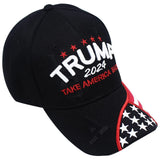 DailyCarry Trump 2024 USA Embroidered Hat Take America Back Hat Donald Trump Hat Black Red Adjustable Baseball Cap for Women Men (Black)