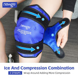 NEWGO XXXL Knee Ice Pack Wrap for Knee Replacement Surgery, Reusable Gel Cold Pack Knee Icing Wrap Around Entire Knee for Knee Injuries, Meniscus Tear, ACL, Swelling - Blue