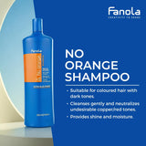 Fanola No Orange Shampoo With Blue Pigments To Eliminate Unwanted Orange Brassy Tones In Lightened Brunettes and Brown Hair 33.8oz (2 Pack)