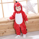 QIAONIUNIU Halloween Baby Red Dinosaur Costumes Toddler Outfit Infants Cosplay Romper 24-30 Months