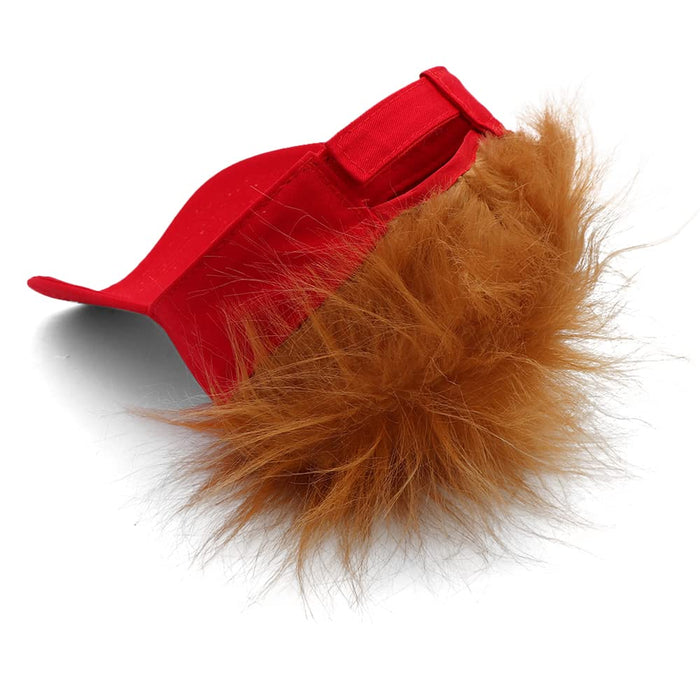 Trump Hat with Hair Trump 2024 MAGA Hat Donald Trump Hair Wig Visor Red Hat Embroidered Ultra MAGA Adjustable Baseball Cap