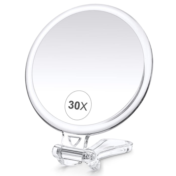 B Beauty Planet 30X Magnifying Mirror, Magnifying Mirror with Handle, Hand Mirror with Double Side 30X/1X Magnification, Travel Mirror for Eyes Makeup