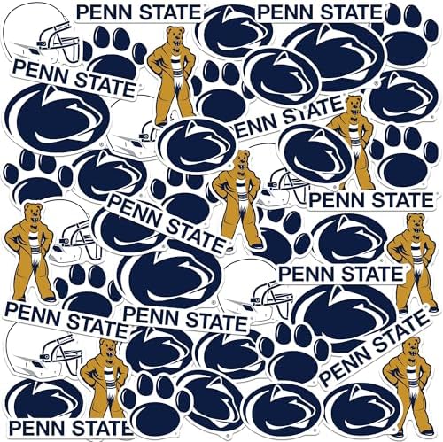 Pennsylvania State University Mixed 50ct Vinyl Large Deluxe Stickers Variety Pack - Laptop, Water Bottle, Scrapbooking, Tablet, Skateboard, Indoor Outdoor