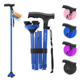 BigAlex Folding Walking Cane for Elderly Adjustable & Portable Walking Stick for Seniors,Pivoting Quad Base,Lightweight,Collapsible with Carrying Bag for Men/Woman