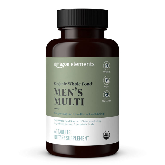 Amazon Elements Organic Whole Food Men's Multivitamin Tablets, 60 Count