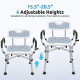 Shower Chair for Inside Shower, BRITULIF 550 lbs Heavy Duty Shower Chair for Elderly and Disabled, Shower Chair with Arms and Back, FSA/HSA Eligible, 6 Height Adjustable, Ideal for Seniors and Adults