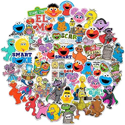 Sesame Street Sticker Pack Die Cut Vinyl Large Deluxe Stickers Variety Pack - Laptop, Water Bottle, Scrapbooking, Tablet, Skateboard, Indoor/Outdoor - Set of 50