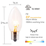 25 Pack 7W Clear Incandescent E17 Bulbs for Christmas String Lights - C9 Replacement Bulbs