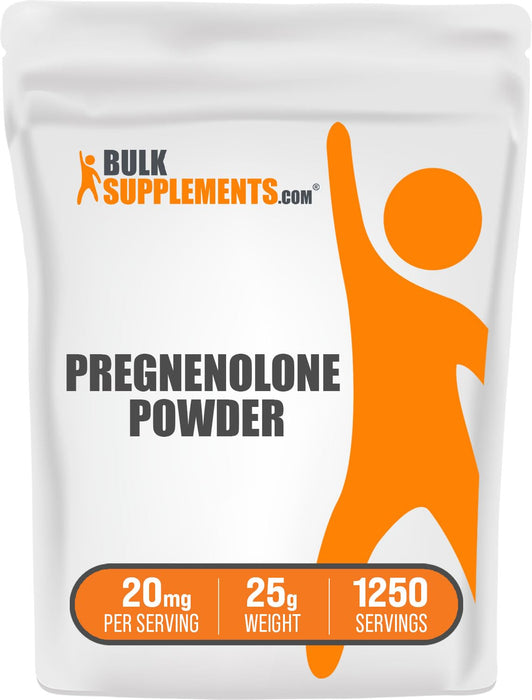 BulkSupplements.com Pregnenolone Powder - Pregnenolone Supplement, Pregnenolone 20mg - Pure & Gluten Free, 20mg per Serving, 25g (0.88 oz) (Pack of 1)