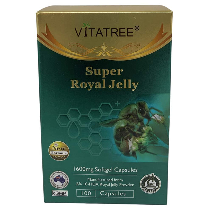 VitaTree Super Royal Jelly 1600mg 6% 10-HDA 100 Softgel Capsules - Made in Australia