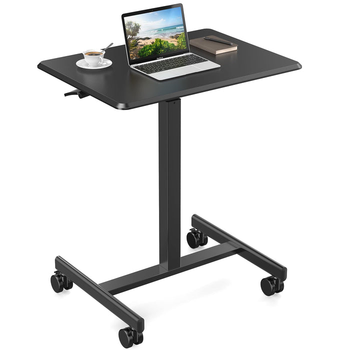 Elevon Small Mobile Rolling Standing Desk - Overbed Table, Teacher Podium with Wheels, Adjustable Height Table, Rolling Desk Laptop Computer Cart for Home, Office, Classroom