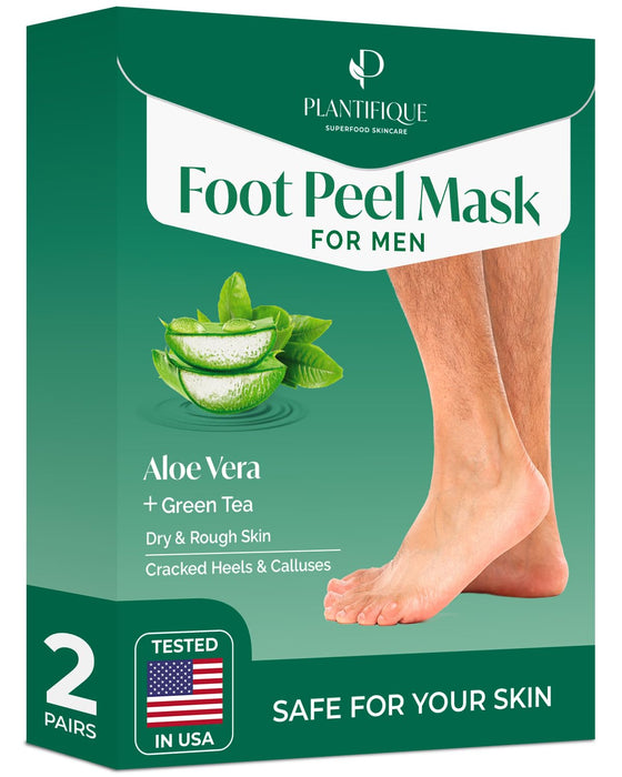 PLANTIFIQUE Foot Peeling Mask for Men Foot Mask Dermatologically Tested Repairs Heels & Removes Dry Dead Skin for Baby Soft Feet - Exfoliating Foot Peel Mask for Dry Cracked Feet (2 pack)