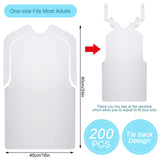 200 Pcs Tie Back Disposable Adult Bibs Disposable Dining Bibs for Adults Waterproof Plastic Bibs Keep Clothes from Spills for Senior Men and Elderly Women Eating