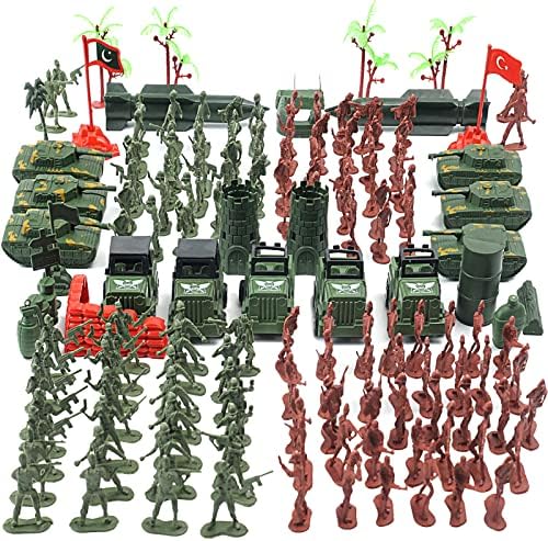 AMOR PRESENT 307 PCS Army Men Military Playset, Army Toys Soldier Playset Plastic Toy Soldiers Figures and Accessories with Vehicles, Aircraft, Tanks, Missiles