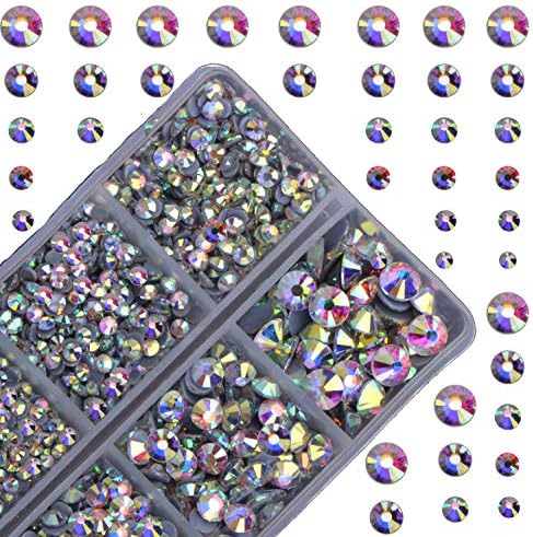 4000pcs Hot Fix Round Crystals Gems Glass Stones Hotfix Flat Back Rhinestones (Crystal AB)