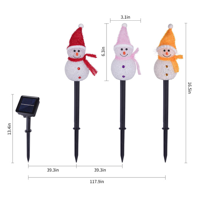 Solar Christmas Pathway Lights Outdoor Decor, Set of 6 Led Snowman Stake Lights, Waterproof Walkway Landscape Lights for Winter Yard, Garden, Solar Christmas Decorations (6pcs-Snowman A)