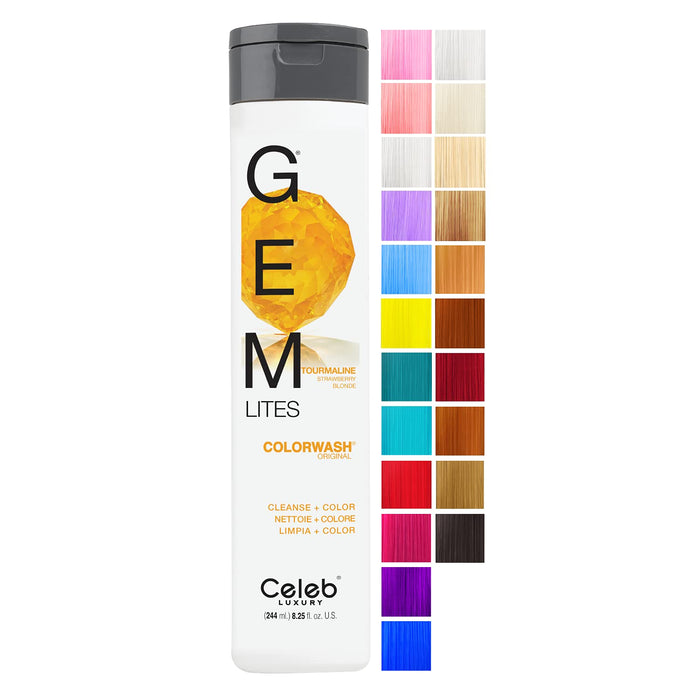 Celeb Luxury Gem Lites Colorwash, Professional Semi-Permanent Hair Color Depositing Shampoo, Tourmaline, 8.25 Fl Oz (Pack of 1)