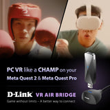 D-Link VR Air Bridge for Meta Quest - Dedicated WiFi 6 Connection Between VR Headset and Gaming PC - Wire-Free/LAG-Free PCVR Gameplay - Official Meta Accessory (DWA-F18)