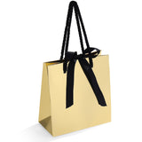 SHYRABBIT 10pcs Gold Gift Bags with Handles,5.5x2.8x5.9Inch Small Jewelry Paper Bags,Small Gift Bags,Gold gift bags with Bow,Christmas Gift Bags,Cosmetics paper bags