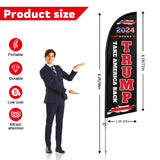 QSUM 8FT Trump 2024 Flag, Trump 2024 Feather Flag Signs, Trump Windless Take America Back Swooper Flag Banner with Pole Kit, Ground Stand for Outside, Events Supplies Outdoor Decoration