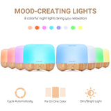 Homeweeks 300ml Essential Oil Diffuser, Quiet Aromatherapy Mist Diffusers for Essential Oils, Wood Grain Ultrasonic Oil Diffuser with Remote Control,Timer, 7 Colors Light for Bedroom (300ml)…