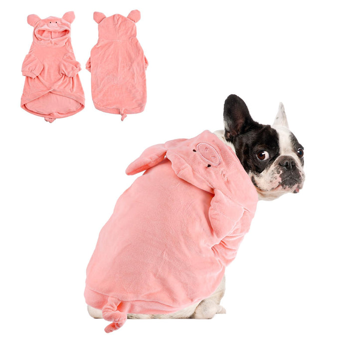 NACOCO Halloween Pig Dog Costume - Pet Christmas New Year Hoodie Warm Party Coat Outfit for Small and Medium Cat Dog Clothes(S)