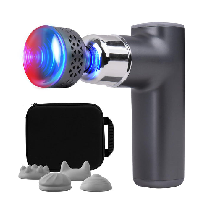 HubiCare Heat and Cool Massage Gun, Deep Tissue Impact Massager for Pain Relief, Muscle Handheld Therapy Gun, with Level 8 Intensity-Control Modes, 4 Replaceable Massage Heads