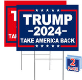 MAGJIUKE Donald Trump 2024 Yard Signs 18 X 12 Inches Double-Sided Printing Take America Back H-Shaped Metal Pipe, Billboard Voting Supports Elections Lawn Garden Open Space Courtyard Community Signs