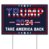 Trump 2024 Yard Sign with Metal Stakes, Double Sided 25x16 Inch Donald Trump Take America Back Signs, Placard Outdoor Voted Signs for Trump Lawn Signs Rally Decoration Lawn Yard Signs