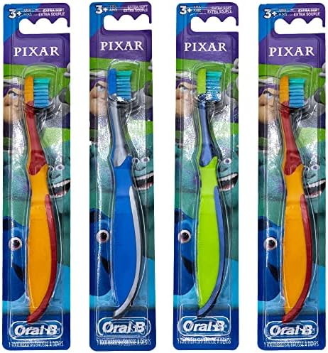 Oral-B Kids Pixar Toothbrush, Children 3+, Extra Soft (Characters Vary) - Pack of 4