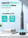 COSLUS Electric Toothbrush for Adults and Kids: Wireless Rechargeable Tooth Brush for Kid Ages 12+ and Adult with Portable Travel Case, 5 Modes 47000 VPM Power Toothbrushes 6 Brush Heads Black