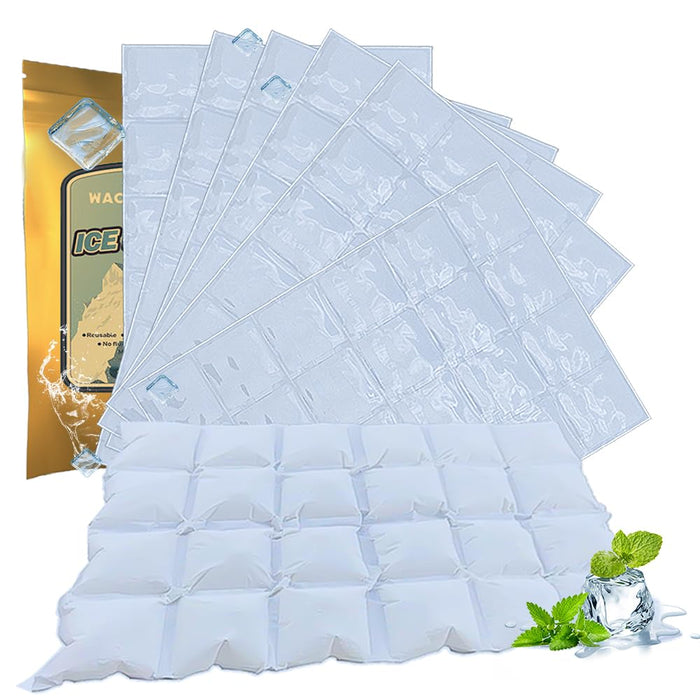 WAQIWARON Ice Sheets for Coolers Reusable - Ice Pack Sheets - Ice Mat with Flexible 96 Ice Cube Packs - Ice Blanket Large Flat Freezer Long Lasting Ice Packs for Cooler