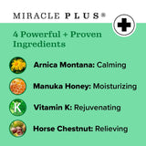 Miracle Plus Natural Arnica Bruise Body Gel | Arnica Montana Lotion For Thin Skin Bruising And Swelling After Surgery | Extra Strength Vitamin K Cream | Skin Care Arnica Ointment For Bruises, 4 Oz