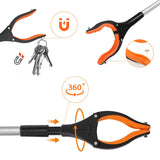 FERXIDI 43" Folding Grabber Tool,Foldable Grabbers for Elderly Grab It Reaching Tool with Rotating Jaw+Magnets, 4" Wide Claw Opening Reacher Grabber Pickup Tool (43, Orange)