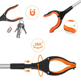 FERXIDI 43" Folding Grabber Tool,Foldable Grabbers for Elderly Grab It Reaching Tool with Rotating Jaw+Magnets, 4" Wide Claw Opening Reacher Grabber Pickup Tool (43, 2PCS Orange)