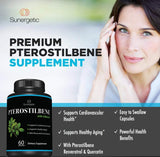 Premium Pterostilbene Supplement – Pterostilbene with Resveratrol & Quercetin – Supports Healthy Aging – Natural Source Pterostilbene 100mg per Serving – 60 Capsules