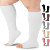 Mojo Compression Socks for Women and Men 20-30 mmHg - Men and Womens Toeless Compression Stockings for Post Surgery Recovery, Flights, Travel - White, 2X-Large - AB211