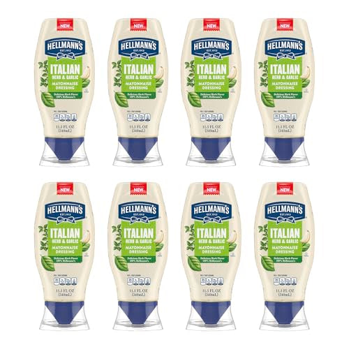 Hellmann's Mayonnaise 8 Count Dressing Italian Herb & Garlic for a Deliciously Creamy Condiment, with Real Ingredients & No Artificial Flavors, 11.5 oz