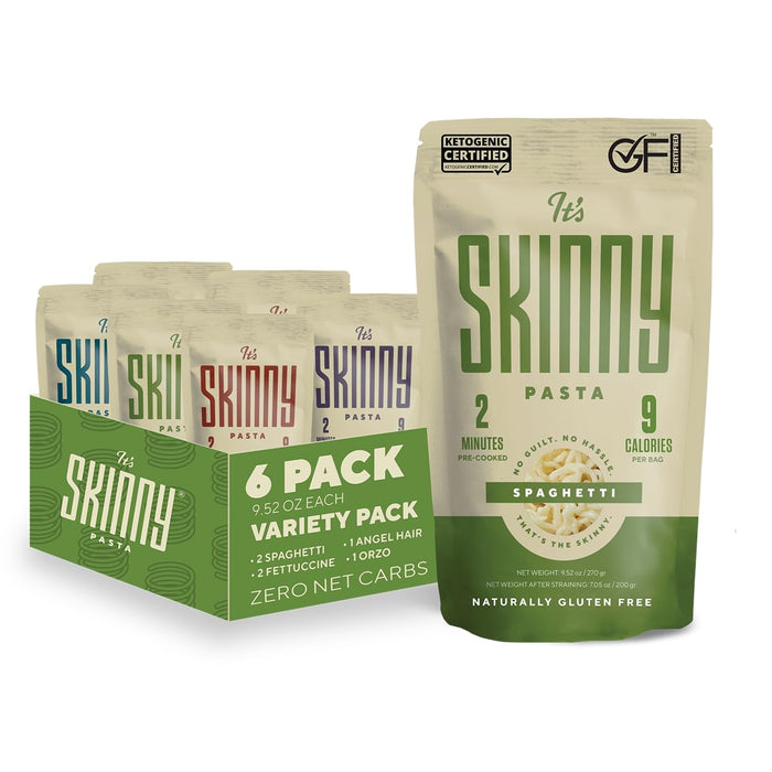 It’s Skinny Pasta Variety Pack - Pre-cooked Low Carb Pasta, Konjac Shirataki Noodles, Gluten Free Pasta, Vegan and Keto-Friendly (6-pack)