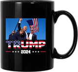 Limecute Trump Survived Shot Trump 2024 Ear Bullet-Proof PA Pennsylvania Rally Shot Shooting Survivor Fight Strong Fist Pump Mug Ceramic Cup Gift Coffee Cup Double-sided Design