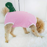 Dog’s Recovery Suit Post Surgery Shirt for Puppy, Wound Protective Clothes for Little Animals(Pink White Plaid-m)