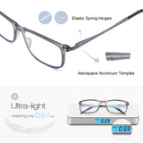 Superior Extremely Light Progressive Multifocus Reading Glasses Men, Skyoak Aluminum Arm TR90 Frame Blue Light Blocking Multifocal Computer Readers Spring Hinge No Line (for Mid-Near Range approx 3ft) (2.25)