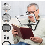 molebe 5X Hands Free Magnifying Glass with Light and Stand 43 Ultra-Bright LEDs, Page Magnifier for Reading, Neck Wear Large Magnifying Glass for Reading Small Prints Low Vision Elderly(Black)