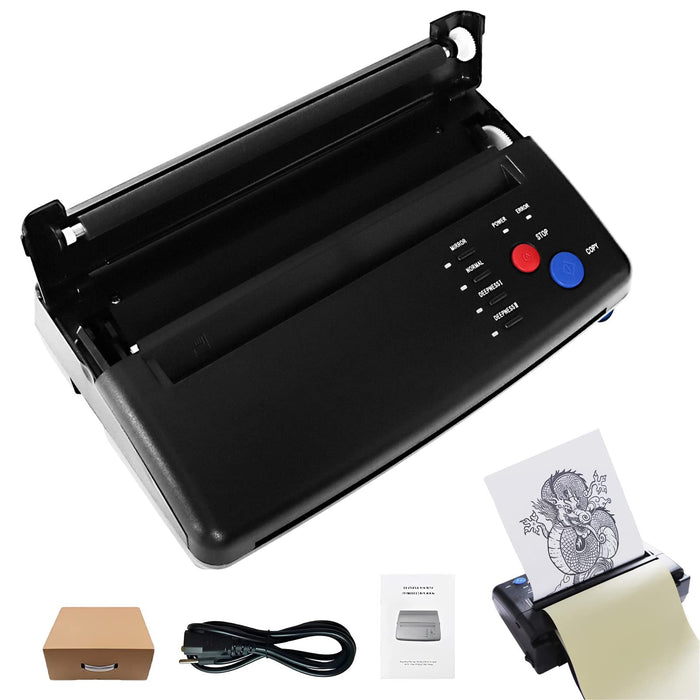 LafingKiz Tattoo Stencil Printer Tattoo Thermal Transfer Machine Tattoo Printer Tattoo Stencil Machine Thermal template printer copier Tattoo Kit Tattoo Supplies With 20pcs Transfer Paper Black