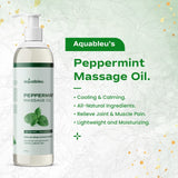 Aquableu Massage Oils 100% Pure & All-Natural - Natural at-Home Massage Therapy, Soothes Skin & Muscles - Full Body Relaxing Massage Oil – for Men and Women 12 fl oz (Peppermint)