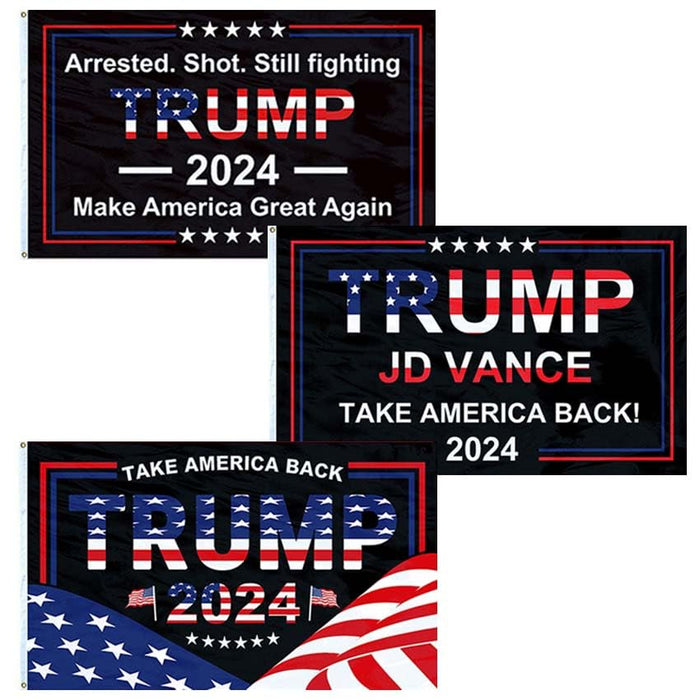 Donald Trump 2024 Flag - Take America Back Make America Great Again Jd Vance Fight Flag, 3x5ft, 3 Packs. Re-Elect Maga Trump Outdoor Indoor Decor